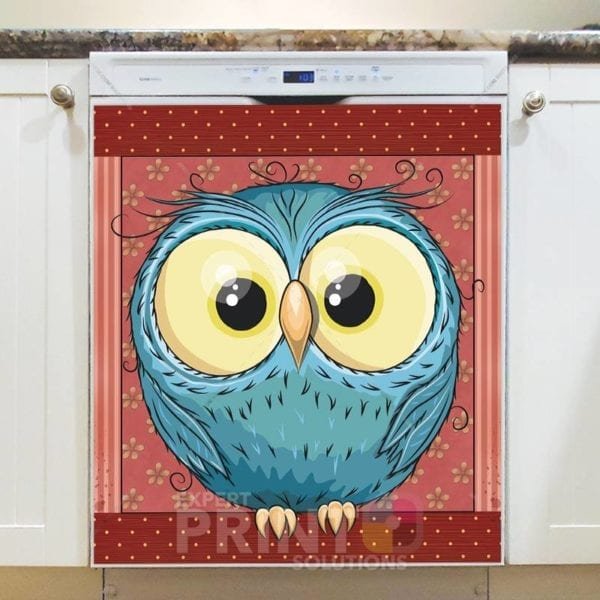 Cute Little Blue Owl Dishwasher Sticker