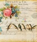 Shabby Chic Design - Tiffany and Co. Union Square New York Five Birds with Rose and Blue Flower Dishwasher Sticker