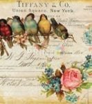 Shabby Chic Design - Tiffany and Co. Union Square New York Five Birds with Rose Dishwasher Sticker