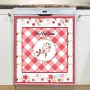 Shabby Chic Design with Pink Flowers Dishwasher Sticker