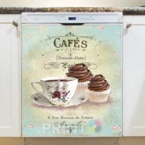Shabby Chic Design - Cafes 6 rue Mission de France Marseille with Cupcakes and Caffee Dishwasher Sticker