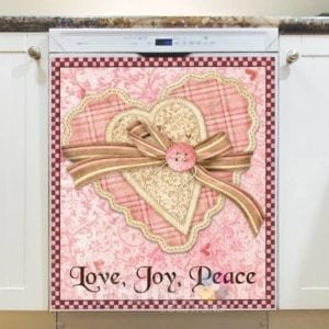 Love Joy Peace - Pink Hearts and Ribbon Dishwasher Sticker