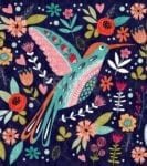 Bohemian Folk Art Hummingbird and Flowers Dishwasher Sticker