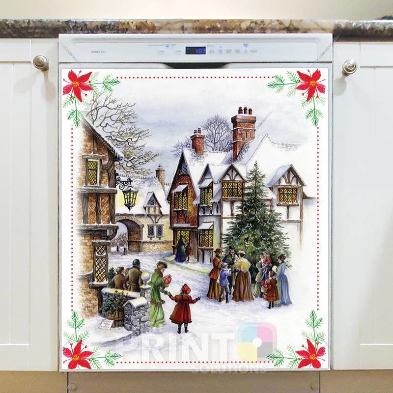 Little Victorian Town Christmas Dishwasher Sticker