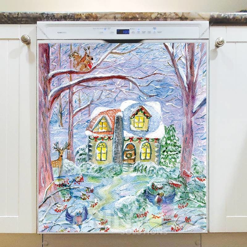 Cute Woodland Cottage Dishwasher Sticker