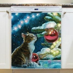 Little Kitten and Christmas Tree #2 Dishwasher Sticker