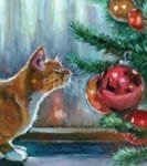 Little Kitten and Christmas Tree #3 Dishwasher Sticker