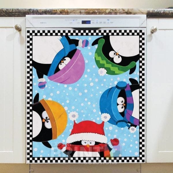 Cute Christmas Penguins Dishwasher Sticker