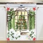 2654-pretty-christmas-window-1-dishwasher-magnet Pretty Christmas Window #1 Dishwasher Sticker