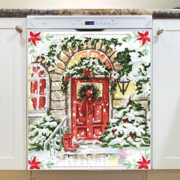 Pretty Christmas Door Dishwasher Sticker