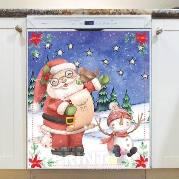 Cute Santa and Snowman Dishwasher Sticker