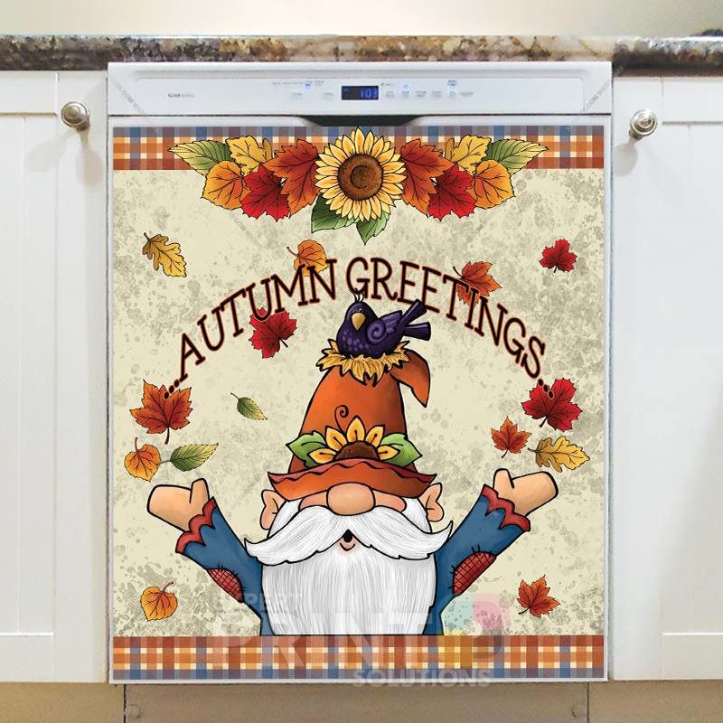 Cute Autumn Gnomes #4 - Autumn Greetings Dishwasher Sticker