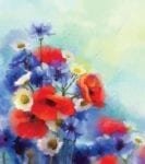 Red White and Blue Flowers Dishwasher Sticker