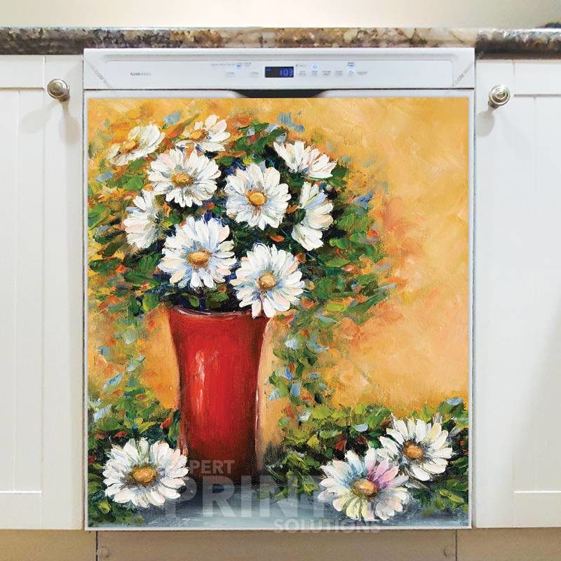 Daisies in a Red Vase Dishwasher Sticker