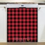 Farmhouse Buffalo Plaid Pattern - Black and Red Dishwasher Sticker