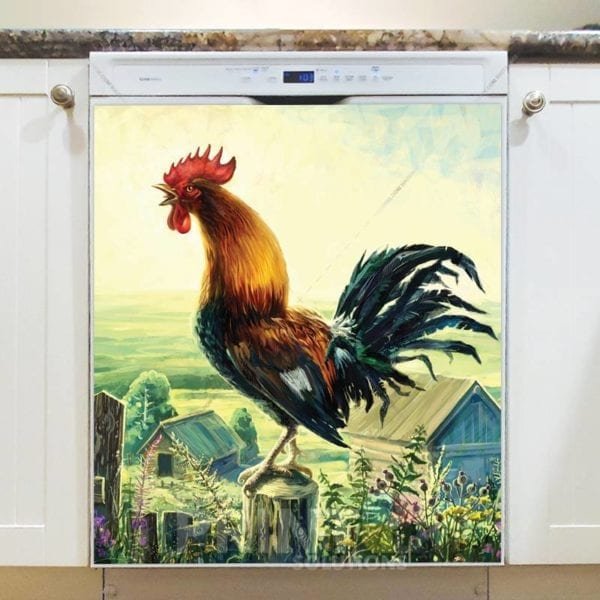 The Rooster and the Sunrise Dishwasher Sticker