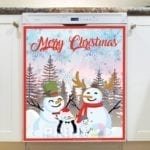 Lovely Snowman Family - Merry Christmas Dishwasher Sticker