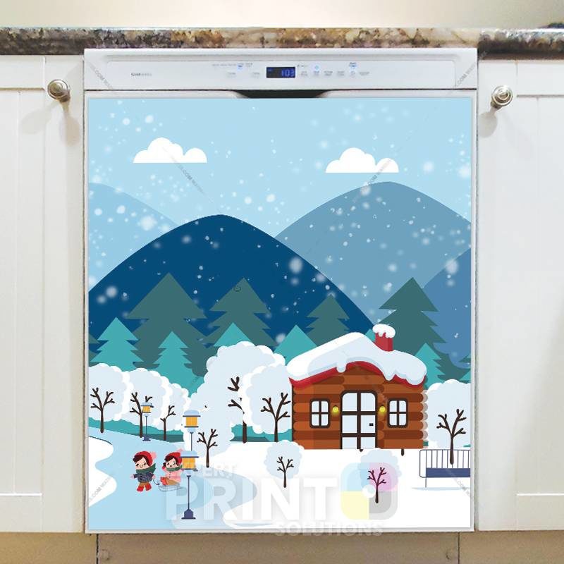 Christmas - Playing Kids Dishwasher Sticker