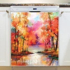 Colorful Autumn Trees at the little Lake Dishwasher Sticker