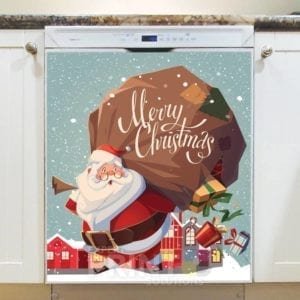 Santa with His Bag - Merry Christmas Dishwasher Sticker