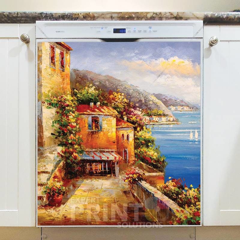 Beautiful Harbor View in Greece Dishwasher Sticker