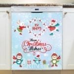 Christmas - Cute Skating Animals - Be Merry - Warm Christmas Wishes Dishwasher Sticker