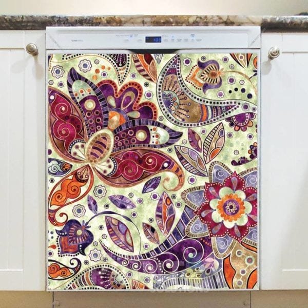 Beautiful Folk Ethnic Native Boho Paisley Design #1 Dishwasher Sticker