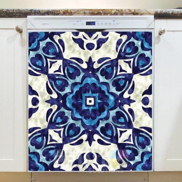 Beautiful Ethnic Native Boho Blue Mandala Design Dishwasher Sticker