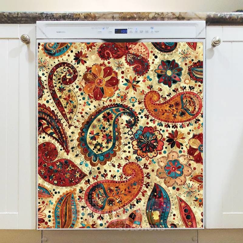 Beautiful Folk Ethnic Native Boho Paisley Design #7 Dishwasher Sticker