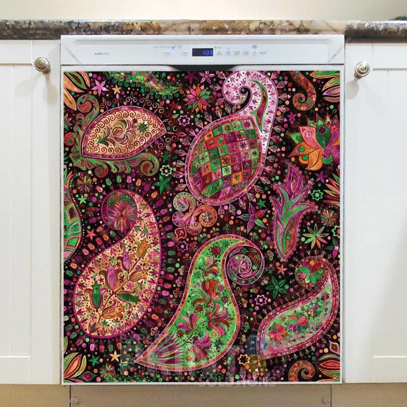 Beautiful Folk Ethnic Native Boho Paisley Design #8 Dishwasher Sticker