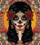 Beautiful Ethnic Sugar Skull Lady Boho Folk Design Dishwasher Sticker