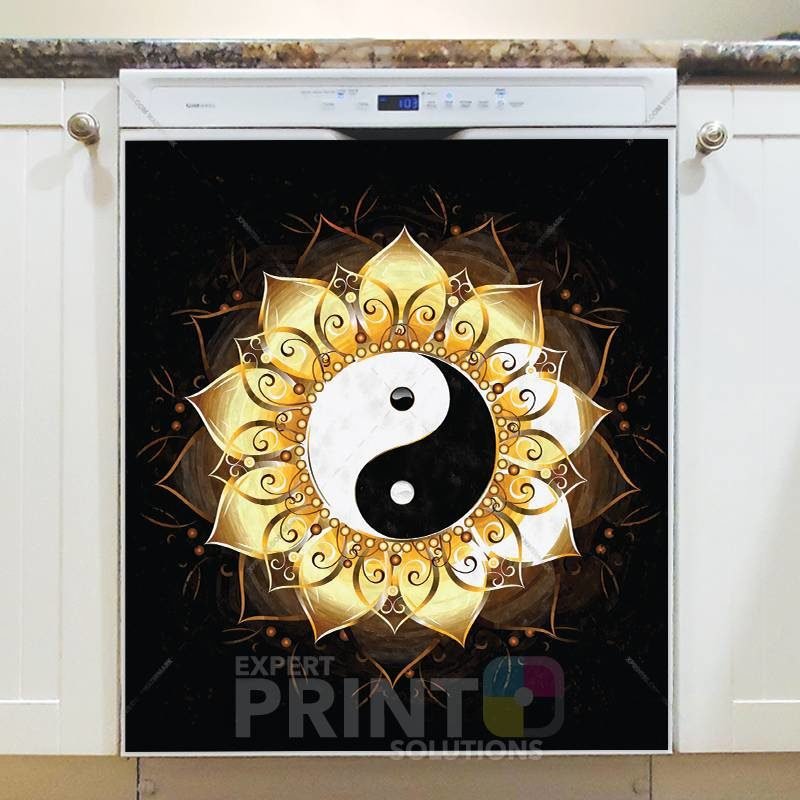 Beautiful Ethnic Native Boho Folk Ying and Yang Design Dishwasher Sticker