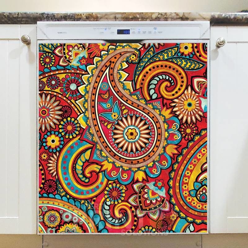 Beautiful Folk Ethnic Native Boho Paisley Design #20 Dishwasher Sticker