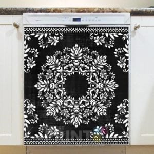 Beautiful Ethnic Folk Boho Black and White Mandala Design Dishwasher Sticker