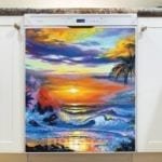 Tropical Sunset over the Sea Dishwasher Sticker