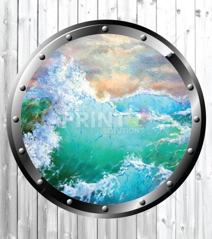 Metallic Porthole Angry Water Dishwasher Sticker