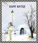 Christmas - Happy Snowman and an Igloo - Happy Winter Dishwasher Sticker
