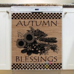 Farmhouse Burlap Pattern - Autumn #3 - Autumn Blessings Dishwasher Sticker