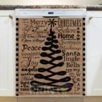 Farmhouse Burlap Pattern - Christmas #1 Merry Christmas Dishwasher Sticker