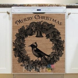 Farmhouse Burlap Pattern - Christmas #3 - Merry Christmas Dishwasher Sticker