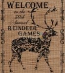 Farmhouse Burlap Pattern - Christmas #4 - Welcome to the 50th Annual Reindeer Games Dishwasher Sticker