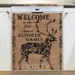 Farmhouse Burlap Pattern - Christmas #4 - Welcome to the 50th Annual Reindeer Games Dishwasher Sticker