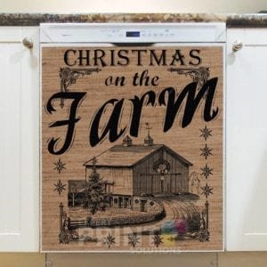 Farmhouse Burlap Pattern - Christmas #5 - Christmas on the Farm Dishwasher Sticker