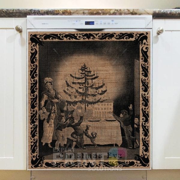 Farmhouse Burlap Pattern - Christmas #9 - Christmas Eve Dishwasher Sticker