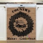 Farmhouse Burlap Pattern - Christmas #13 Country Merry Christmas Dishwasher Sticker