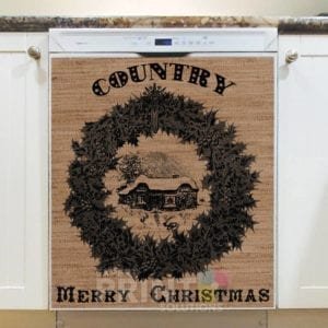 Farmhouse Burlap Pattern - Christmas #13 Country Merry Christmas Dishwasher Sticker