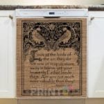 Farmhouse Burlap Pattern - Folk Birds Dishwasher Sticker