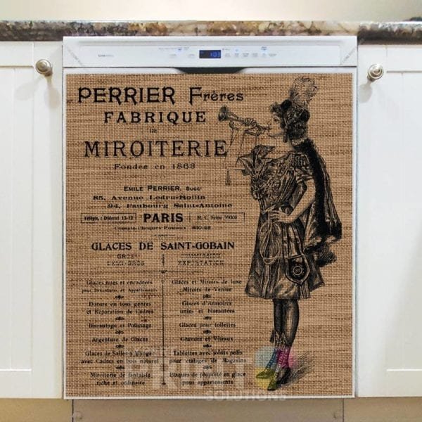 Farmhouse Burlap Pattern - Parisian Fabrics Dishwasher Sticker