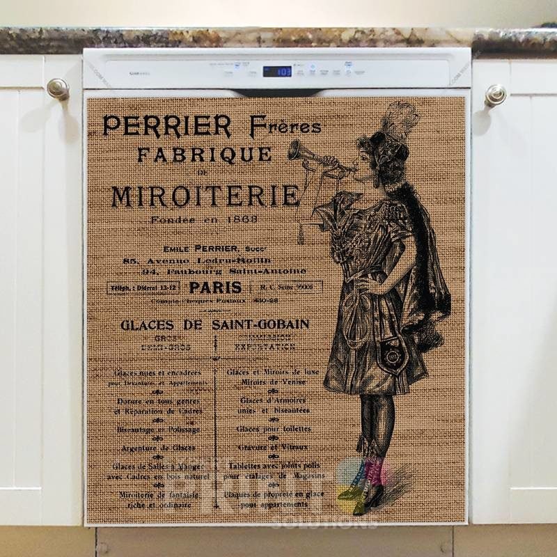 Farmhouse Burlap Pattern - Parisian Fabrics Dishwasher Sticker