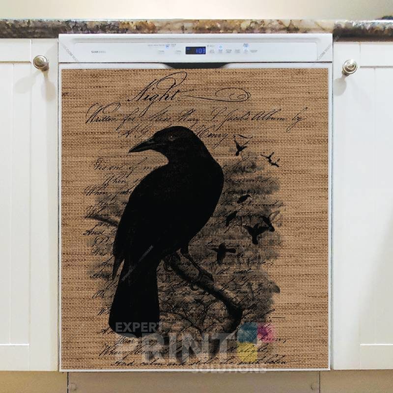 Farmhouse Burlap Pattern - Black Raven Dishwasher Sticker